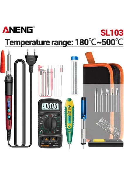 SL103 Ab 16 Takım Aneng SL103 60W Dijital Elektrikli Havya Abd/ab Tak Sıcaklığı Ayarlanabilir 240V Kaynak Aracı Taşınabilir Elektrokoter (Yurt Dışından)