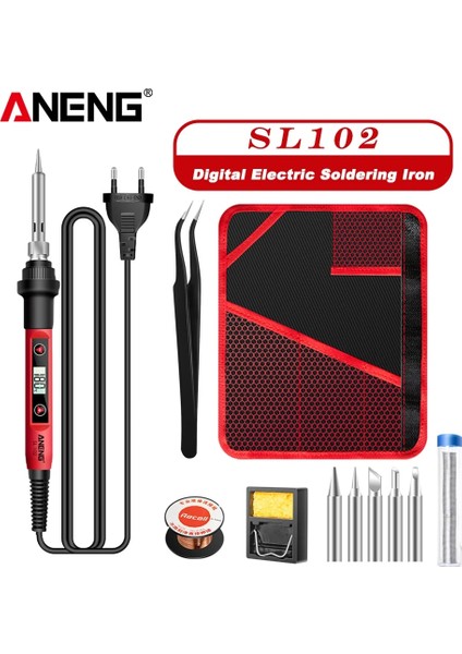 SL102 Ab Fişi Aneng SL102 60W Dijital Elektrikli Havya Kiti Ayarlanabilir Sıcaklık Kaynak Araçları Souder Lehim Ucu Lehim Için Standı (Yurt Dışından) fırsatları