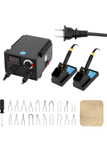 60W Ab Pirografi Makinesi 100W Çok Fonksiyonlu Dijital Ekran Elektrikli Kabak Ahşap Pirografi Makinesi, 20 Adet Isıtma Kalem Kafaları ile (Yurt Dışından)