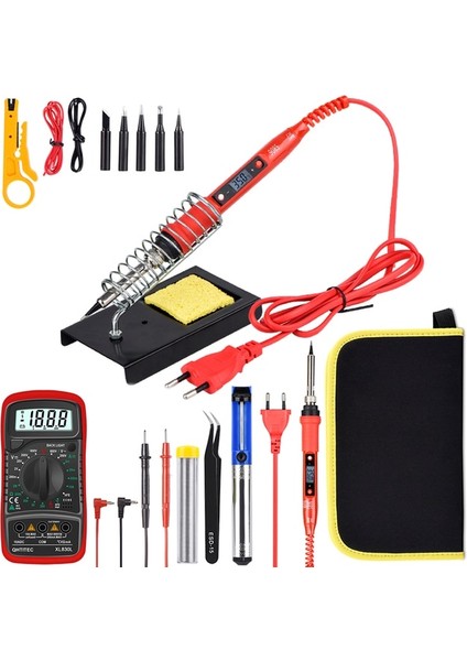 908S Kıt5 80W 220V, Ab Jcd Ayarlanabilir Sıcaklık Havya Kiti 80W 220V 110V LCD Ekran Elektrikli Havya Rework Istasyonu Kaynak Onarım Araçları (Yurt Dışından)