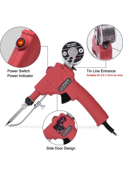 N-108-GY 60W,AB Newacalox 110V/220V 60W Abd/ab El Tipi Dahili Isıtma Elektrikli Havya Otomatik Olarak Kalay Tabancası Kaynak Onarım Aracı Göndermek (Yurt Dışından) modelleri