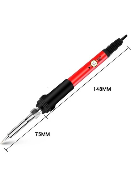 Kırmızı 60W, Abd Havya 60W On/off Anahtarı Ayarlanabilir Sıcaklık Elektrikli Havya Rework Istasyonu Mini Kolu Isı Kalem Kaynak Aracı (Yurt Dışından)