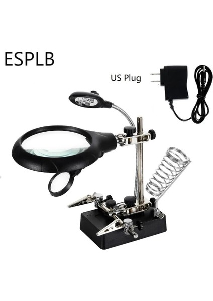 Ab Esplb Yardım Eller Üçüncü El Havya Kaynak Standı Istasyonu ile 5 LED Klip Kaynak Büyüteç Büyüteç (Yurt Dışından)
