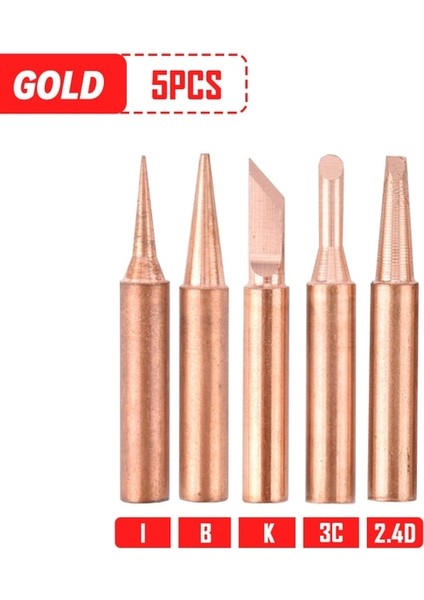 Altın 5 Adet 5/10 Adet 900M-T Havya Manyetik Olmayan Saf Bakır Lehim Ipuçları 936 907 Kol Muhafaza Lehimleme Araçları Markalama Demir Ucu (Yurt Dışından)
