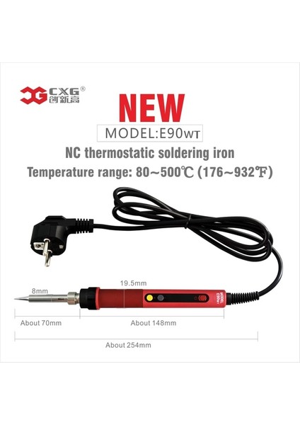 E90WT 110V Abd Yenı 110V/220V Ab/abd/au Rohs Cxg E60WT/90WT/110WT LCD Sıcaklık Dijital LED Ayarlanabilir Elektrikli Havya + Ipuçları (Yurt Dışından)