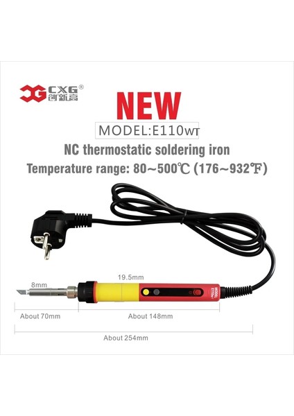 E90WT 110V Abd Yenı 110V/220V Ab/abd/au Rohs Cxg E60WT/90WT/110WT LCD Sıcaklık Dijital LED Ayarlanabilir Elektrikli Havya + Ipuçları (Yurt Dışından) modelleri