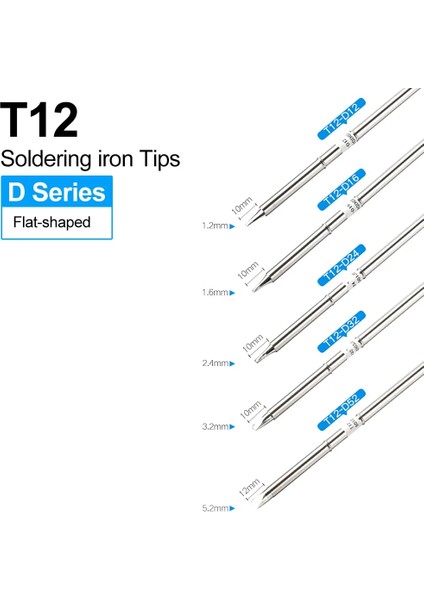 T12-D08 T12 D Serisi Düz Şekilli Havya Ipuçları T12-D08 D12 D16 D24 DL32 D4 D52 Hakko FX951 FX950 FM203 Istasyonu Kitleri (Yurt Dışından) fiyatları