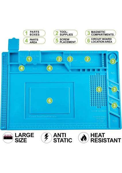 S-170 (Manyetik) Havya Mat Yalıtım Silikon Manyetik Onarım Çalışma Mat Isıya Dayanıklı Lehimleme Istasyonu Mat Bga ve Tabanca Havya (Yurt Dışından)