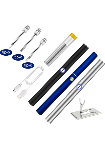3 Adet Ipuçları USB Taşınabilir Havya Kiti 5 V 8 W Elektrikli Kaynak Araçları ile LED Gösterge Işığı Kapaklı Hızlı Şarj Kaynak Araçları (Yurt Dışından)