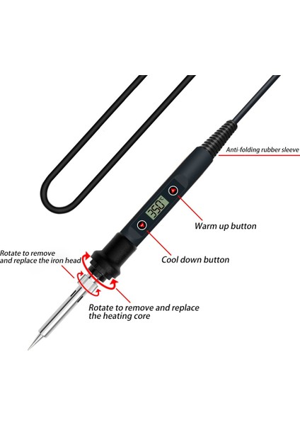 Siyah Abd 110V 80W 80W Dijital Elektrikli Havya Seti Seti Sıcaklık Ayarlanabilir 220V 110V Kaynak Aracı Seramik Isıtıcı Lehimleme Ipuçları Rework (Yurt Dışından) modelleri