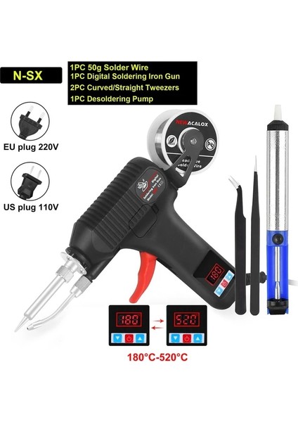 Havya B Seti 80W, Abd Newacalox Ab/abd 80W Dijital Ekran Havya Tabancası 180-520°C Ayarlanabilir Sıcaklık Otomatik Kalay Tabancası Onarımı Dıy Aracı Gönderme (Yurt Dışından)