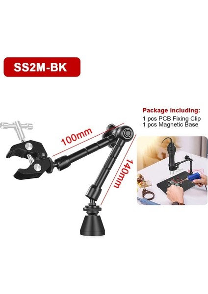 SS2M-BK Newacalox Manyetik Esnek Kol Pcb Kartı Sabit Klip Lehimleme Üçüncü El Kaynak Istasyonu Lehimleme Tutucu Tamir Araçları (Yurt Dışından)