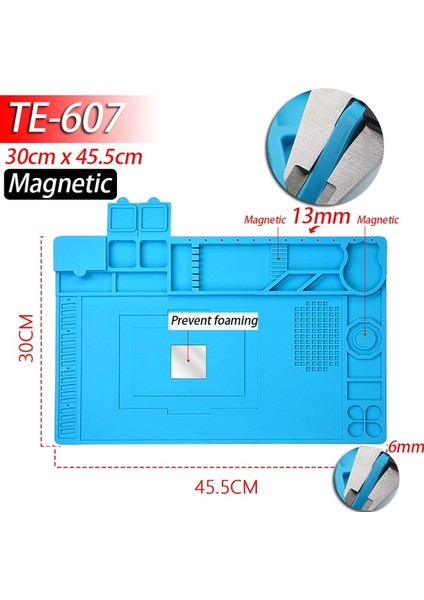 TE-607 (Manyetik) Silikon Tamir Mat Devre Kartı Lehimleme Pedi Isıya Dayanıklı 932°F Havya Telefon Tamiri Için Anti-Statik Manyetik Mat (Yurt Dışından)