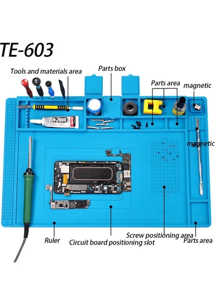 TE-607 (Manyetik) Silikon Tamir Mat Devre Kartı Lehimleme Pedi Isıya Dayanıklı 932°F Havya Telefon Tamiri Için Anti-Statik Manyetik Mat (Yurt Dışından) modelleri
