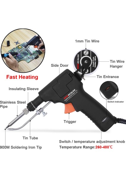 108G Havya 60W, Abd Newacalox Ab/abd 60W El Havya Tabancası Hızlı Isıtma Otomatik Olarak Kalay Tabancası Kaynak Pcb Onarımı Gönder Lehimleme Istasyonu (Yurt Dışından) indirimleri