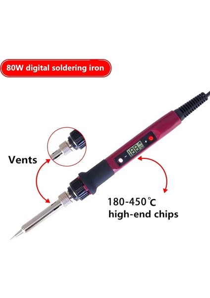 Siyah Elmas Demir 80W-EU-220V, Ingiltere 80W Dijital Ekran Ayarlanabilir Sıcaklık Sabit Sıcaklık Elektrikli Havya Seti Elektrikli Demir Kaynak Kalemi (Yurt Dışından)
