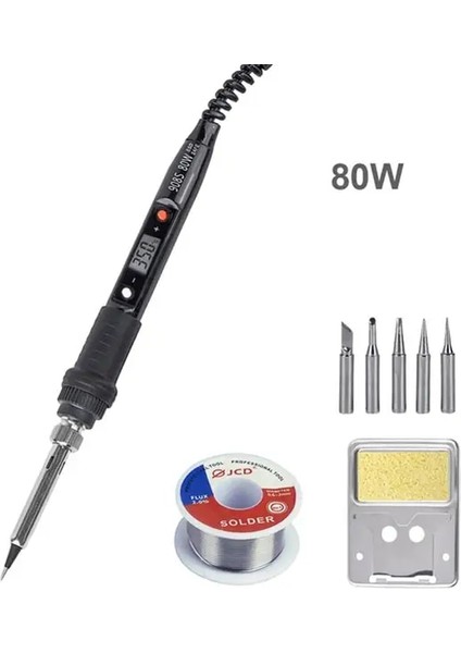 Sarı 80W 220V, Abd Jcd Elektrikli Havya 80W LCD Dijital Ekran Ayarlanabilir Sıcaklık Havya Uçları 220V/110V Kaynak Lehim Aletleri (Yurt Dışından)