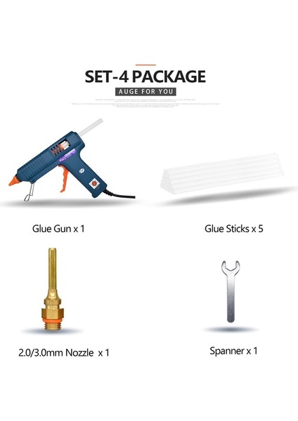 Set-4 150W, Abd 150W Sıcak Tutkal Tabancası Sıcaklık Kontrolü ile Ev Dıy Endüstriyel Üretim Kullanımı 11MM Tutkal Çubukları Saf Bakır Meme (Yurt Dışından)