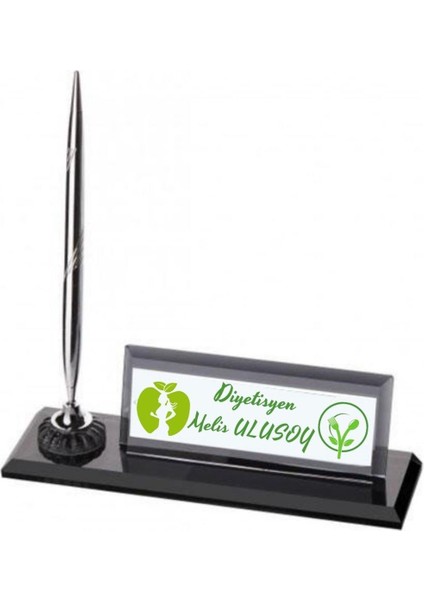 Diyetisyenlere Özel Kristal Kalemli Masa Isimliği
