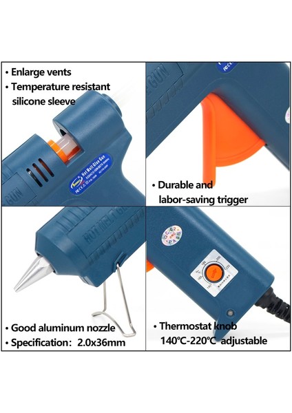 Meme 3.0X70MM Ingiltere 150W Sıcak Tutkal Tabancası Ayarlanabilir Sıcaklık Uzun Bakır Meme Isıtıcı Namlu Çapı 11MM Tutkal Sopa Zanaat Onarım Aracı (Yurt Dışından) modelleri