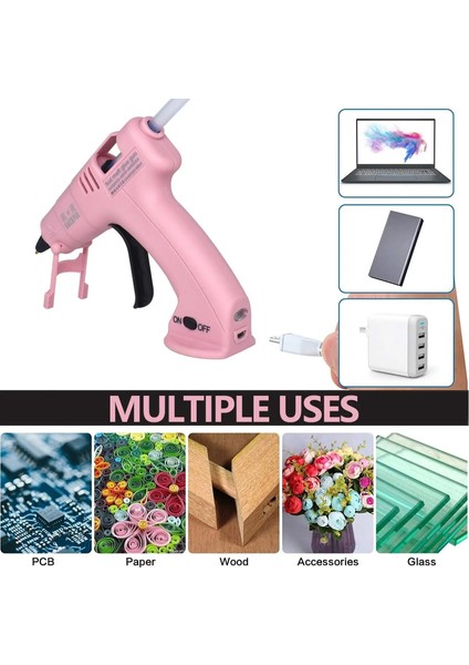 Set-3 15W, Ab Akülü Sıcak Eriyik Tutkal Tabancası Çocuk El Sanatları Ev Dıy Onarım Kullanımı 7mm Çubuk Tutkal Kablosuz Tutkal Tabancası 3.6V 2000MAH 60 Dakika Kullanım Süresi (Yurt Dışından)