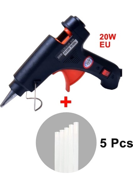 Siyah Tutkal Tabancası Seti 20 W, Ab 20 W Sıcak Tutkal Tabancası ile 7mm Tutkal Çubukları Mini Endüstriyel Tabancalar Isı Sıcaklığı Termo Elektrikli Tamir Aracı (Yurt Dışından)