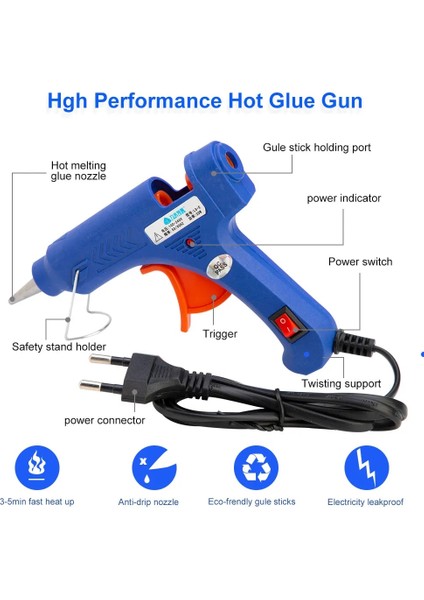 10 Adet Sopa ile 80W, Abd 20W/60W/80W/100W Sıcak Tutkal Tabancası 7mm 11MM Toolkit Araçları Ev Için Profesyonel Deco Tabanca Mermi ile Eriyik Yapıştırıcı Workpro (Yurt Dışından) fiyatları