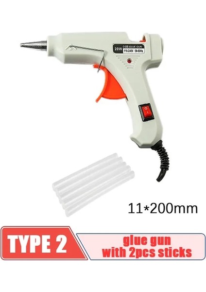 2 Adet Sopa ile 120W, Ab 20W-120W Sıcak Tutkal Tabancası ile 11*200MM Tutkal Çubuğu Dıy Mini Guns Yapıştırıcı Çubuk Sıcak Tutkal Tabancası Araçları Dıy Zanaat Onarım Aracı Için (Yurt Dışından)