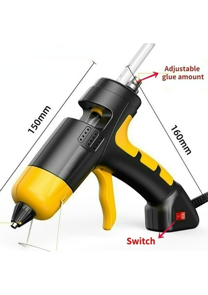 150W-SWITCH-KIRMIZI Abd 150W Mini Sıcak Tutkal Tabancası Ayarlanabilir Sıcaklık Dijital Ekran Dıy El Yapımı Aletler Kullanımı 7mm Sıcak Silikon Çubuklar Kırmızı/sarı (Yurt Dışından)