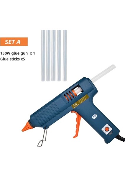 Set A 150W, Abd 150W Sıcak Tutkal Tabancası Ayarlanabilir Sıcaklık Tutkal Tabancası Memesi 11MM Tutkal Çubukları Profesyonel Endüstriyel Eriyik Tabancası Yapıştırıcı Sıcak Tabancası (Yurt Dışından)