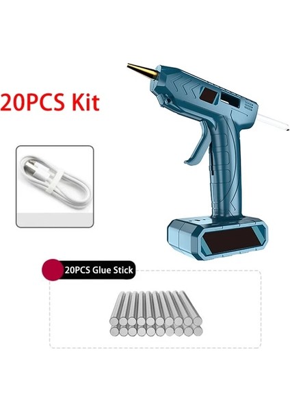 20 Adet Kiti 5400MAH Akülü Sıcak Tutkal Tabancası ile 20/100 Adet Tutkal Çubukları Bakır Nozul Şarj Edilebilir Sıcak Tutkal Tabancası Dıy Zanaat Tamir Aracı (Yurt Dışından)