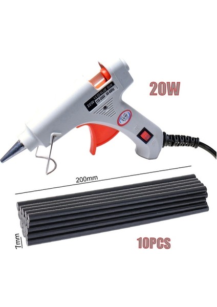 10 Adet Çubuklarla 20W, Ab 20W Sıcak Tutkal Tabancası Kullanır 7 * 100MM Tutkal Çubukları Mini Endüstriyel Ev Silahları Isı Sıcaklığı Termo Elektrikli Dıy Onarım Aracı (Yurt Dışından)