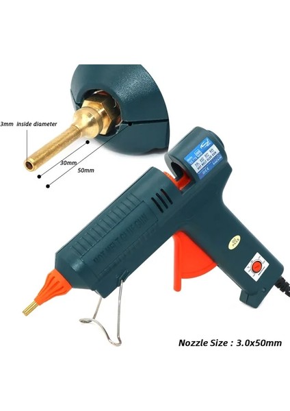 3.0X50MM 150W, Ingiltere Sıcak Tutkal Tabancası 150W Uzun Meme Ayarlanabilir Sıcaklık 11MM Tutkal Sopa Profesyonel Endüstriyel Dıy Onarım Aracı Tutkal Tabancası (Yurt Dışından)