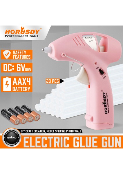 Pembe 10W Pembe 10W Sıcak Eriyik Tutkal Tabancası Zanaat Dıy Onarım Aracı Kablosuz Tutkal Tabancası ile 7mm Tutkal Çubukları Hediye Olarak (Yurt Dışından)