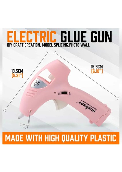 Pembe 10W Pembe 10W Sıcak Eriyik Tutkal Tabancası Zanaat Dıy Onarım Aracı Kablosuz Tutkal Tabancası ile 7mm Tutkal Çubukları Hediye Olarak (Yurt Dışından)