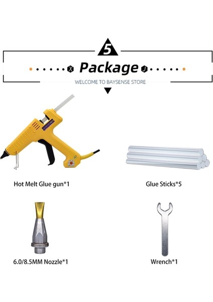 Set-5 250W, Ab Profesyonel 250W Sıcak Tutkal Tabancası Ayarlanabilir Sıcaklık Yüksek Güçlü Silikon Tabanca Seti 11MM Tutkal Çubuğu 2.0mm Bakır Meme Kullanarak (Yurt Dışından)