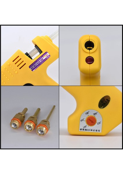 Set-5 250W, Ab Profesyonel 250W Sıcak Tutkal Tabancası Ayarlanabilir Sıcaklık Yüksek Güçlü Silikon Tabanca Seti 11MM Tutkal Çubuğu 2.0mm Bakır Meme Kullanarak (Yurt Dışından)