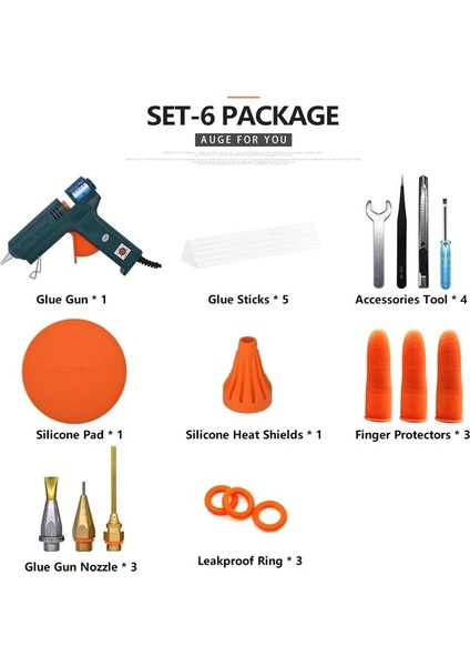 Set-6 150 W, Ab 150 W Sıcak Tutkal Tabancası Sıcaklık Ayarı 140 ~ 220 Santigrat Derece Değiştirilebilir Meme Onarım Aracı Dıy Için 11MM Tutkal Çubuğu Kullanın (Yurt Dışından)
