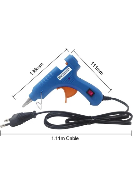 Mavi 20 W, Ab 20 W Sıcak Tutkal Tabancası Ev Endüstriyel Mini Silahlar Elektrikli Isı Sıcaklığı Aracı 7mm Tutkal Çubukları (Yurt Dışından) fırsatları
