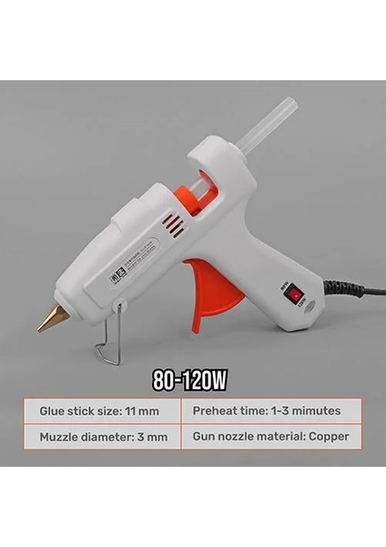80-120W Diğer Hi-Spec Sıcak Eriyik Tutkal Tabancası 7mm Tutkal Sopa Endüstriyel Mini Silahlar Yapıştırıcı Ağaç Işleme Aleti 40W 100W 80W-120W 150W Dıy Ab/fiş ile (Yurt Dışından)