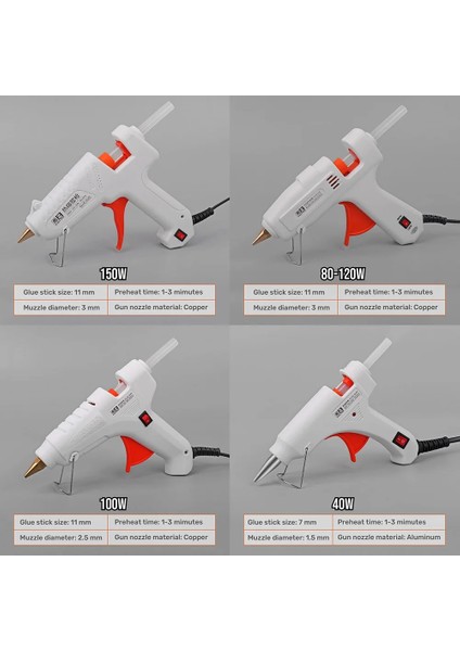 80-120W Diğer Hi-Spec Sıcak Eriyik Tutkal Tabancası 7mm Tutkal Sopa Endüstriyel Mini Silahlar Yapıştırıcı Ağaç Işleme Aleti 40W 100W 80W-120W 150W Dıy Ab/fiş ile (Yurt Dışından) fırsatları