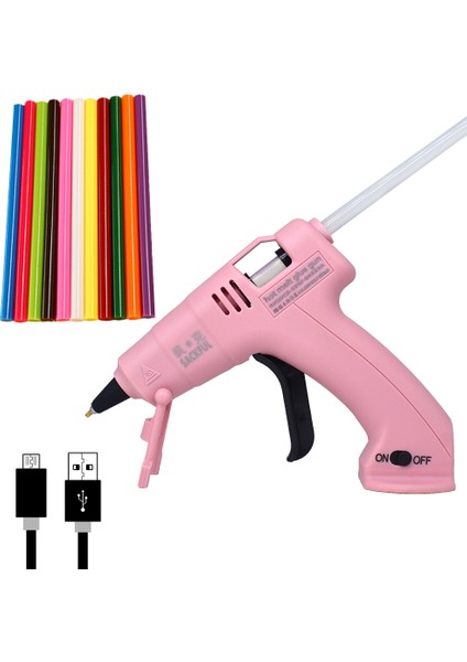 Set-2 15W,AU Akülü Sıcakta Eriyen Tutkal Tabancası Çocuk El Sanatları Ev Dıy Onarım Kullanımı 7mm Tutkal Çubuğu Kablosuz Tutkal Tabancası 3.6V 2000MAH 60 Dakika Kullanım Süresi (Yurt Dışından)