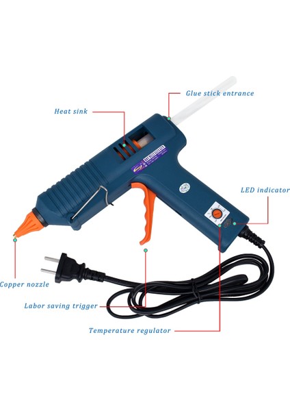 Set-A Uk 150W Sıcakta Eriyen Tutkal Tabancası, Değiştirilebilir Başlık, Sıcaklık Ayarı, 11 mm Tutkal Çubuğu Kullanın, Endüstriyel Tutkal Tabancası, Tamir Için Kullanılır (Yurt Dışından)