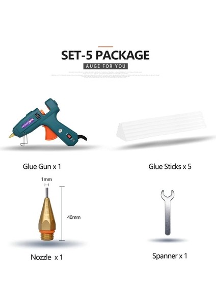 Set-5 60W,AU Sıcak Tutkal Tabancası 60/100W Çift Güç Yüksek Sıcaklık Eriyik Tutkal Tabancası Ev, 5 Adet Meme ile 11MM Tutkal Çubukları Kullanın (Yurt Dışından)