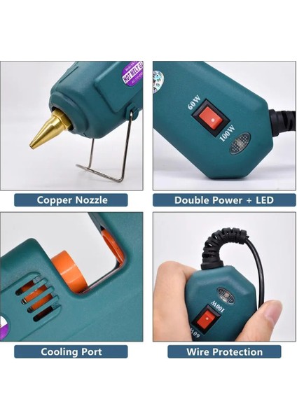 Set-5 60W,AU Sıcak Tutkal Tabancası 60/100W Çift Güç Yüksek Sıcaklık Eriyik Tutkal Tabancası Ev, 5 Adet Meme ile 11MM Tutkal Çubukları Kullanın (Yurt Dışından) modelleri