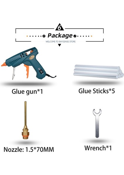 Paket-6 Abd Profesyonel Ev 50W/150W Sıcak Silikon Tabancası Sıcaklığı Ayarlanabilir Tutkal Tabancası Seti Sızdırmaz Tutkal Saf Bakır Meme Tasarımı (Yurt Dışından)