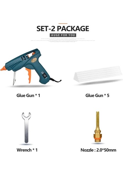 Set-2 50W-OFF-150W, Ingiltere Sıcak Tutkal Tabancası 15 In 1 Alet Kıtı Silikon Tabancası 50 W/KAPALI/150 W Anahtarı El Sanatları Tamir Dıy Kullanımı 11MM Tutkal Çubuğu Saf Bakır Meme (Yurt Dışından)