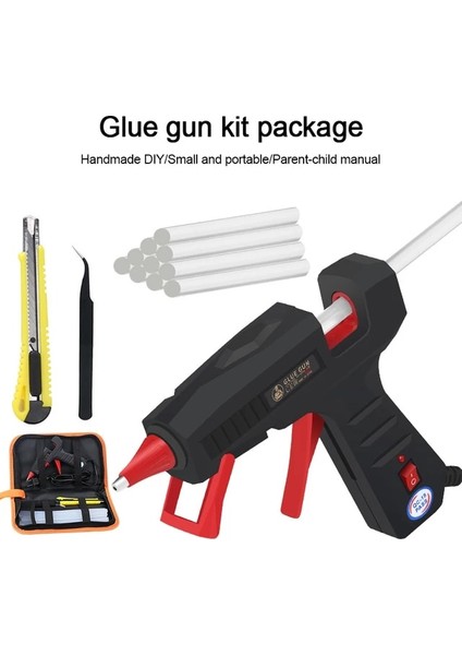 Siyah Ab 30 W Mini Sıcak Eriyik Tutkal Tabancası Cımbız ile Bez Çanta Yardımcı Bıçak 20 Adet 7mm Şeffaf Tutkal Çubukları Ev Dıy Onarım El Aleti (Yurt Dışından)