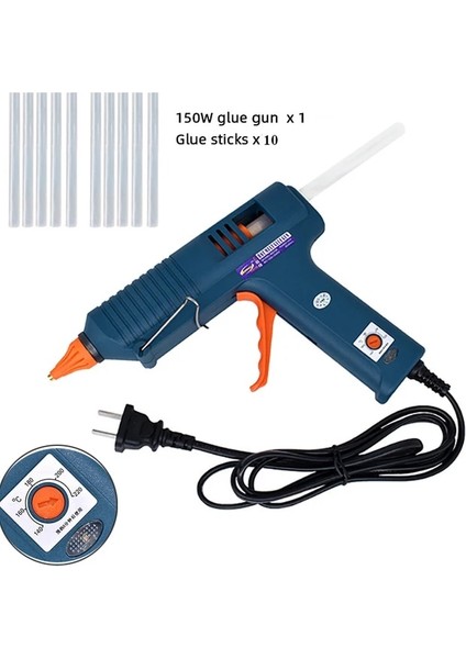 Ab Tak Abd 150 W Sıcak Tutkal Tabancası Aracı Kiti Sıcaklık Ayarı Silikon Tabancası El Sanatları Tamir Dıy Kullanımı 11MM Tutkal Çubukları Saf Bakır Meme (Yurt Dışından)