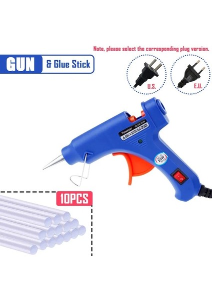 10 Adet Çubukla Abd Sıcak Tutkal Tabancası 7mm * 100M Tutkal Çubukları 20W Elektrikli Mini Ev Isı Sıcaklığı Termo Aracı Endüstriyel Tamir Araçları Tabancası (Yurt Dışından)